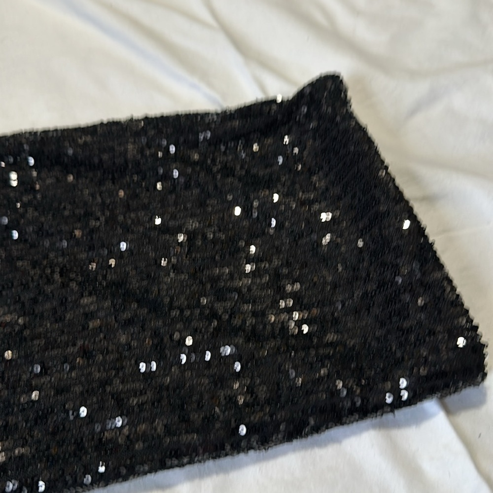Mng Sequin Black Pants Drawstring Elastic Waistba… - image 5